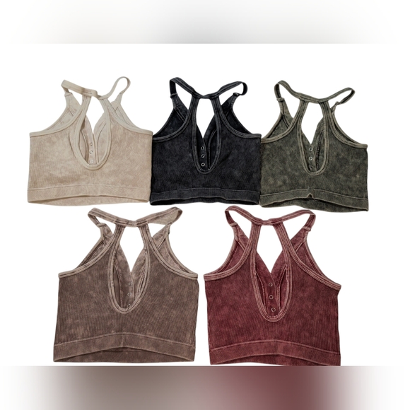 Snap Front Ribbed Padded Bralettes - Picture 2 of 7